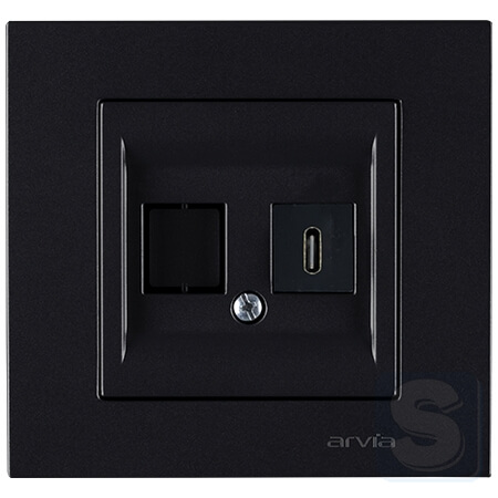 Розетка USB Type-C 5V-2.4A Arvia Electric KAREN Чорний (20 07 2000 253)